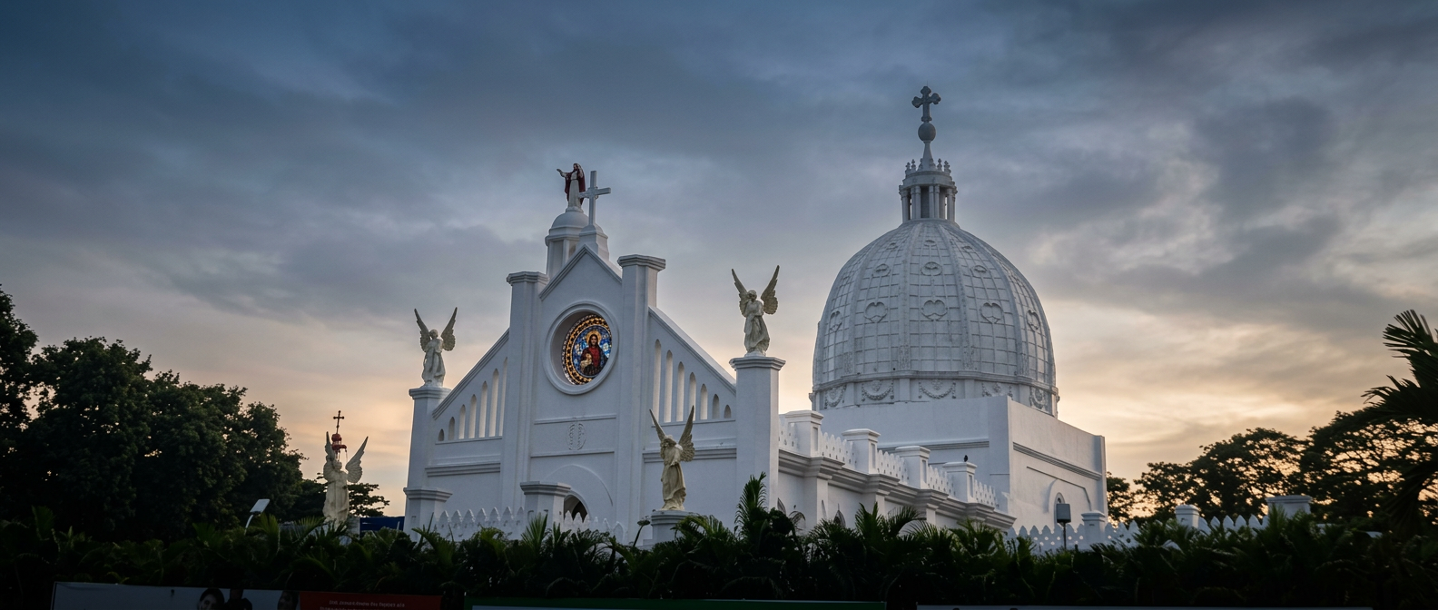 St. Teresa's Church facade at golden hour